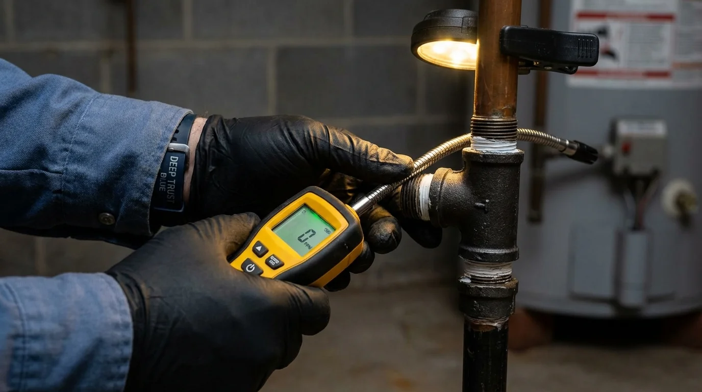 Gas leak detection with electronic sniffer by Johns Plumbing LLC in Roslyn